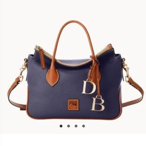 Dooney & Bourke Pebble Grain Satchel in midnight blue NWT